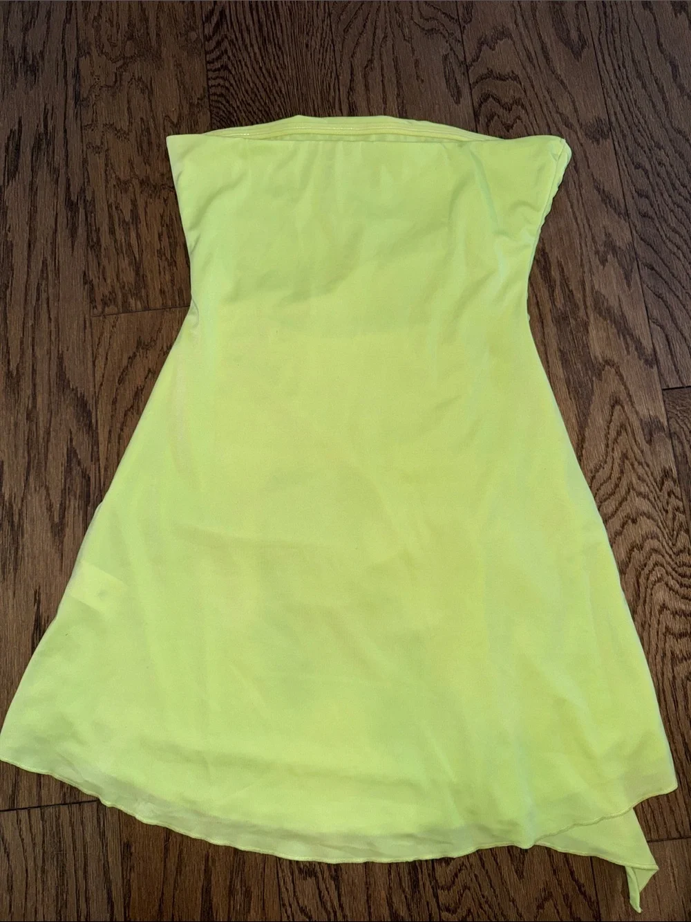 Strapless Ruched Neon Yellow Mini Dress